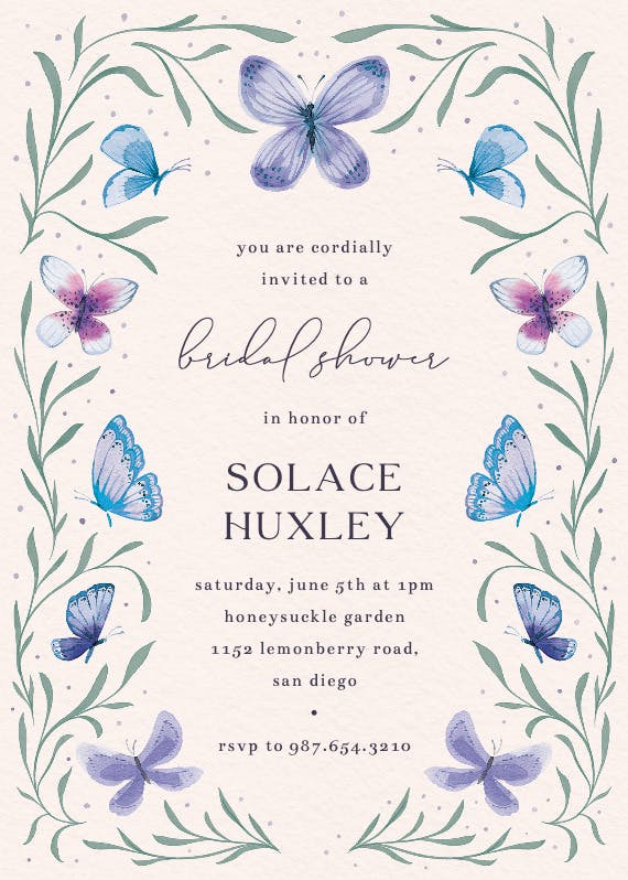 Butterfly garden - bridal shower invitation