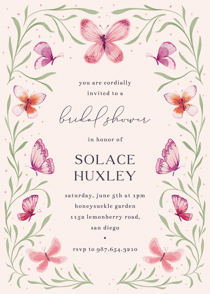 Butterfly garden - bridal shower invitation