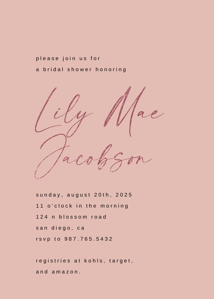 Calligraphy names - Bridal Shower Invitation Template (Free ...