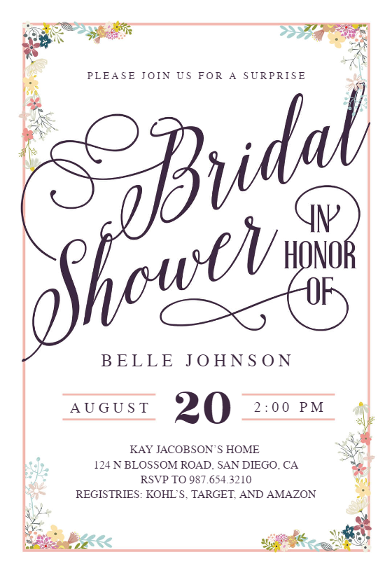 Calligraphy Shower Bridal Shower Invitation Template (Free) Greetings Island