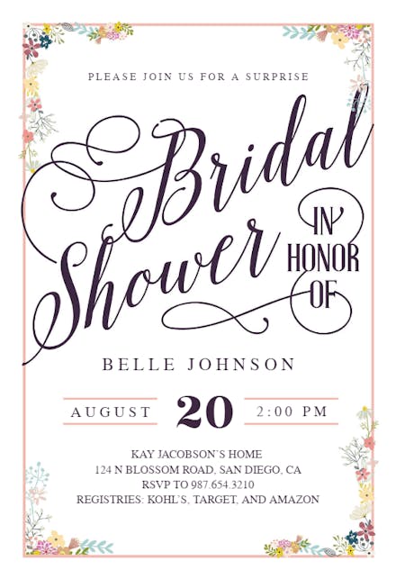 Calligraphy Shower - Bridal Shower Invitation