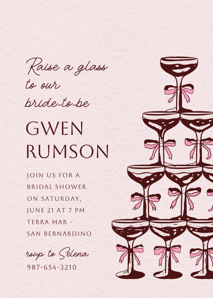 Champagne tower - bridal shower invitation