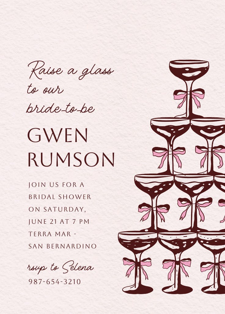 Champagne tower - invitación para bridal shower