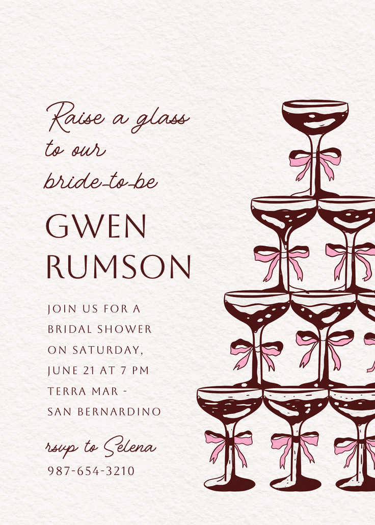 Champagne tower - bridal shower invitation