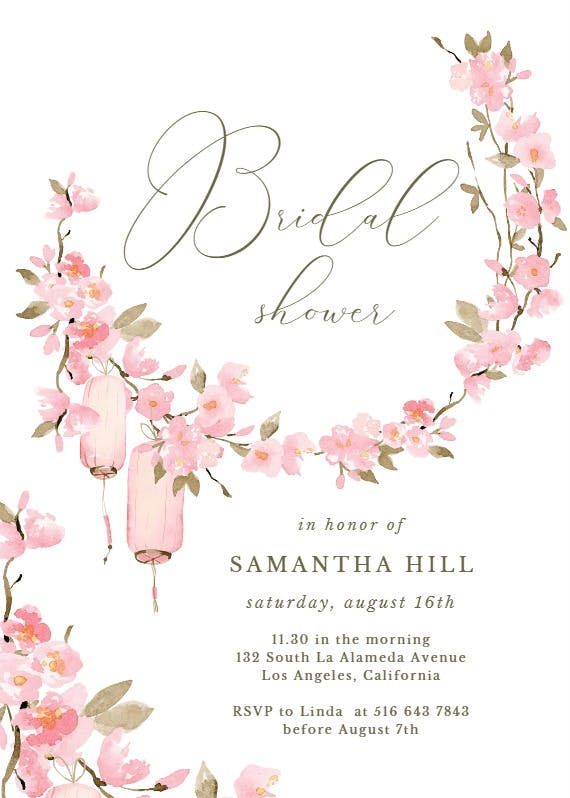 Cherry blossom - invitación para bridal shower