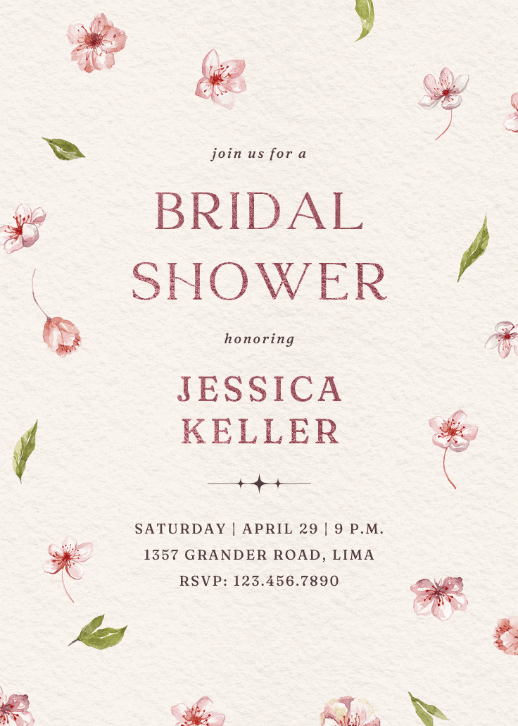 Cherry blossoms - bridal shower invitation