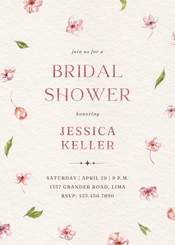 Cherry Blossoms - Bridal Shower Invitation Template | Greetings Island