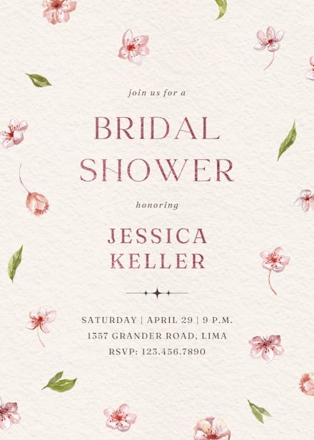 Cherry blossoms - bridal shower invitation