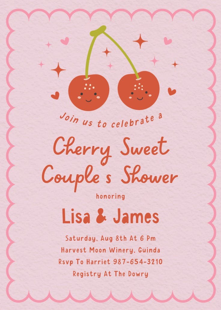 Cherry sweet - bridal shower invitation