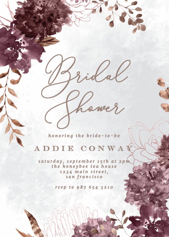 Chocolate flowers -  invitación para bridal shower