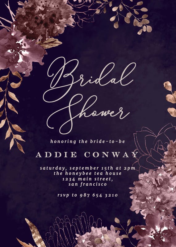 Chocolate flowers -  invitación para bridal shower