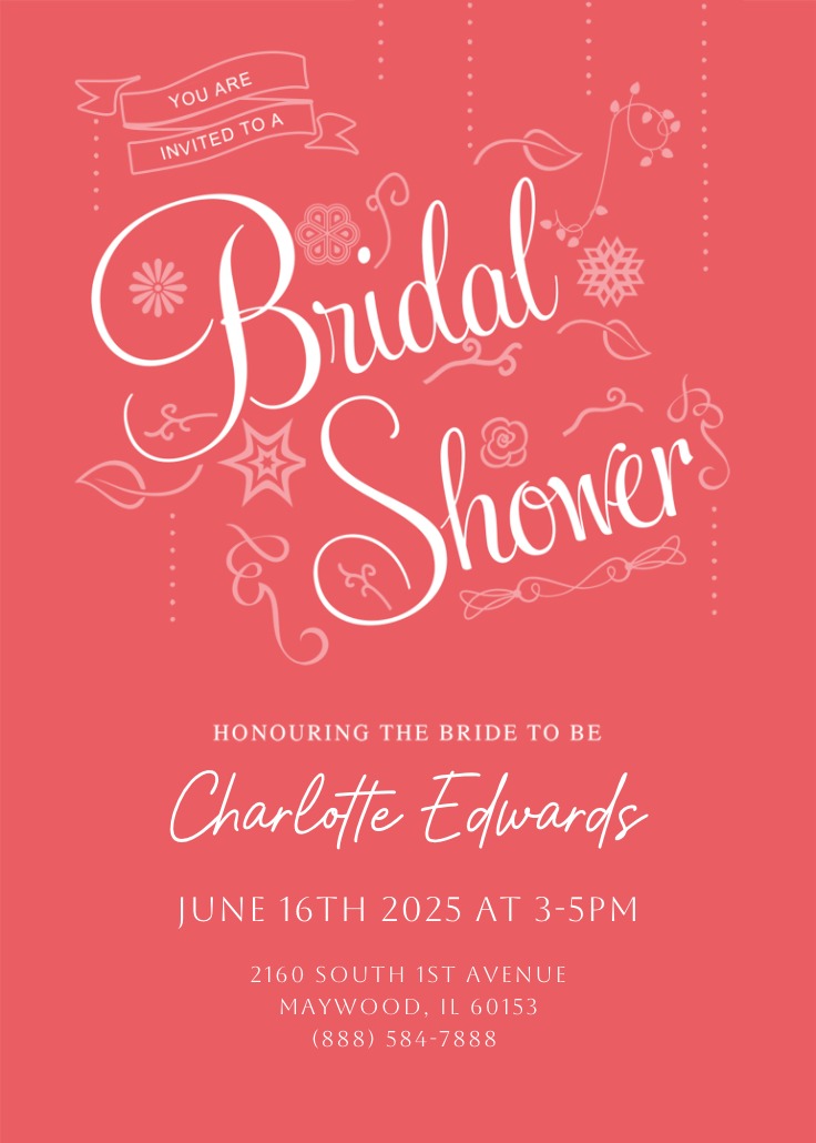 Classic Pink Bridal Shower Invitation Template (Free) Greetings Island