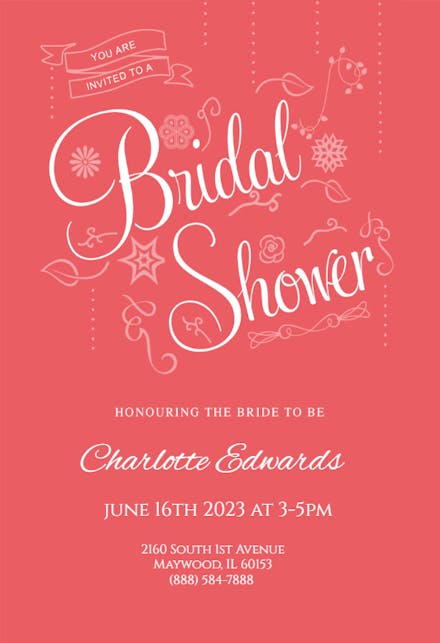 Classic Pink - Bridal Shower Invitation Template (Free) | Greetings Island