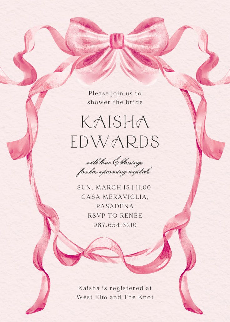 Classic ribbon - bridal shower invitation