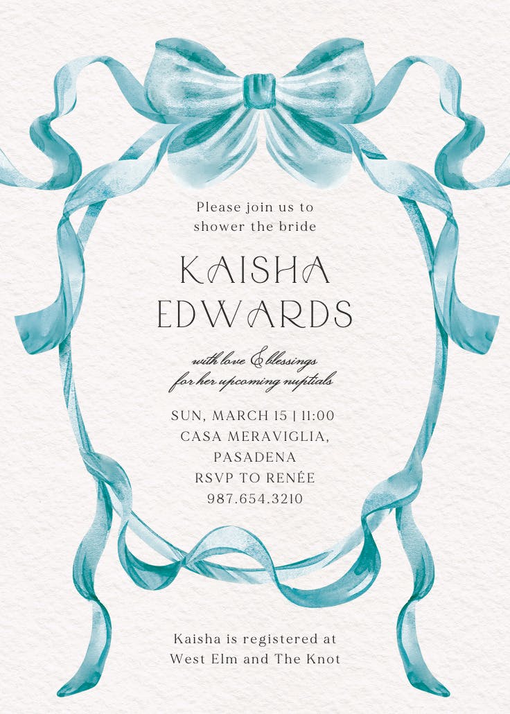 Classic ribbon - bridal shower invitation