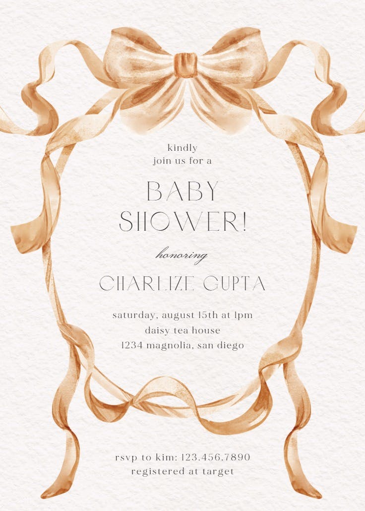 Classic ribbon - baby shower invitation