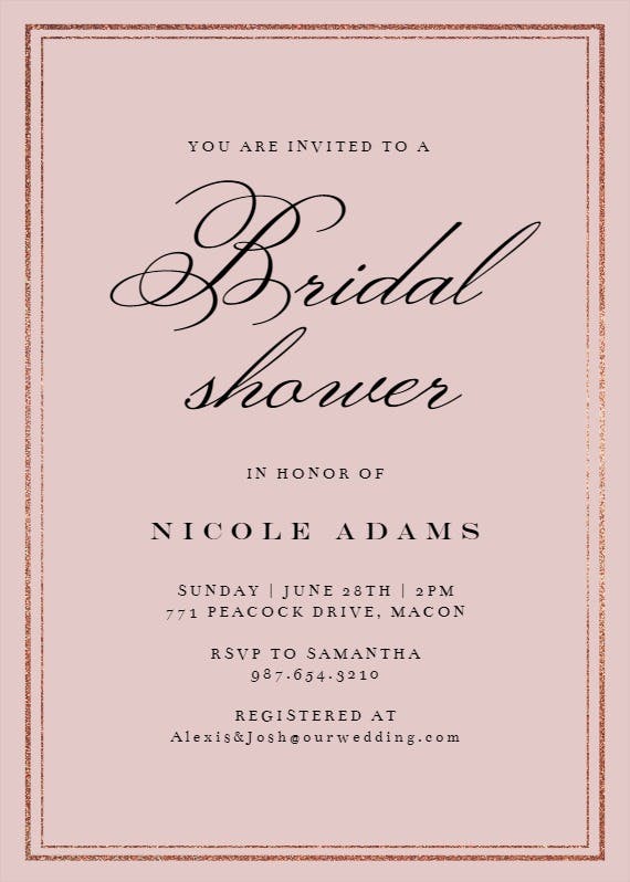 Classy bridal shower -  invitación para bridal shower