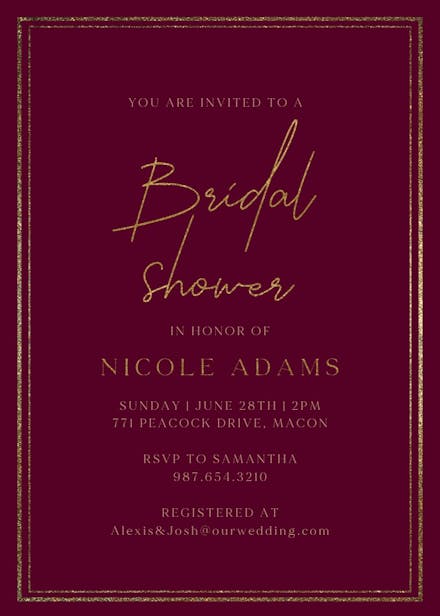 Classy bridal shower - bridal shower invitation