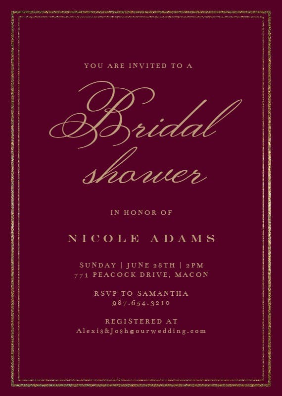 Classy bridal shower - bridal shower invitation