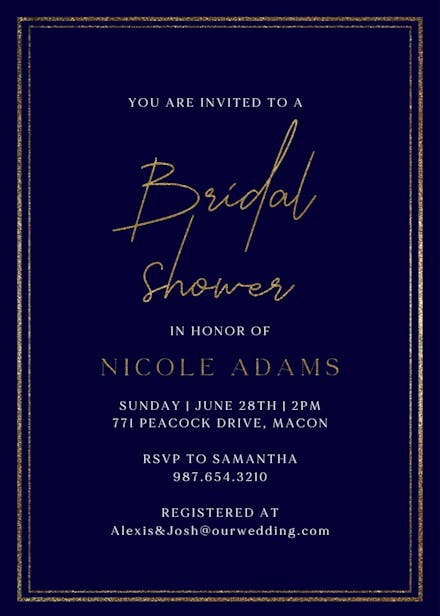 Classy bridal shower - bridal shower invitation