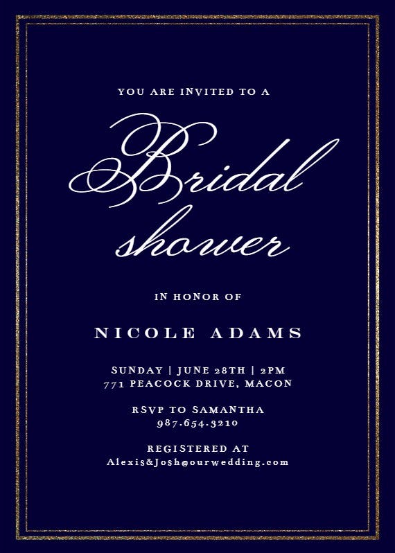 Classy bridal shower - bridal shower invitation