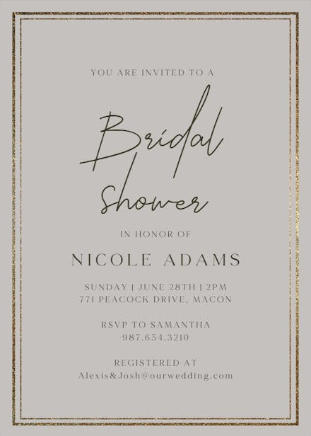 Classy bridal shower - bridal shower invitation
