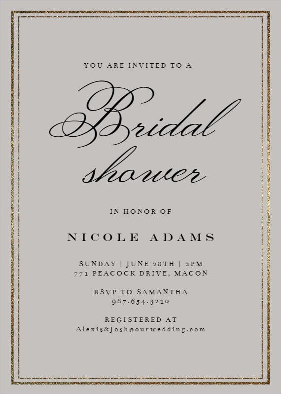 Classy bridal shower -  invitación para bridal shower