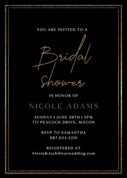 Classy bridal shower - bridal shower invitation
