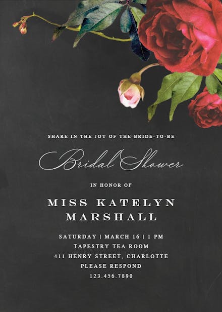 Climbing roses - bridal shower invitation