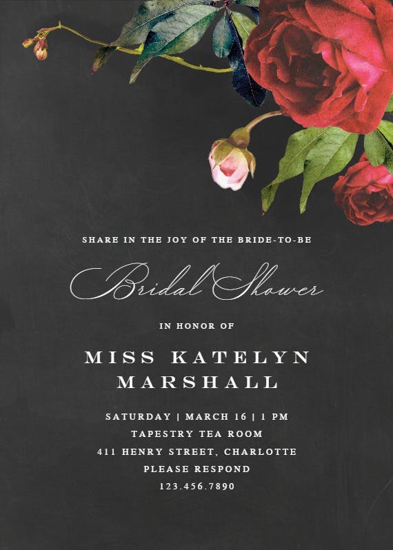 Climbing roses -  invitación para bridal shower