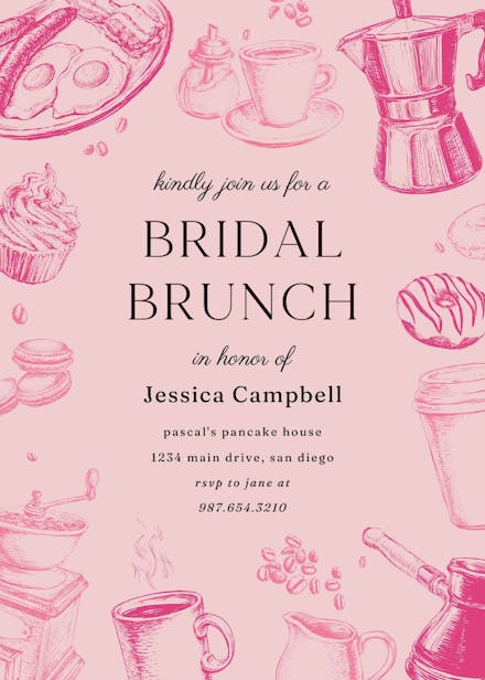 Coffee & cakes - bridal shower invitation