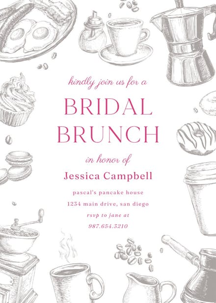 Coffee & cakes - bridal shower invitation