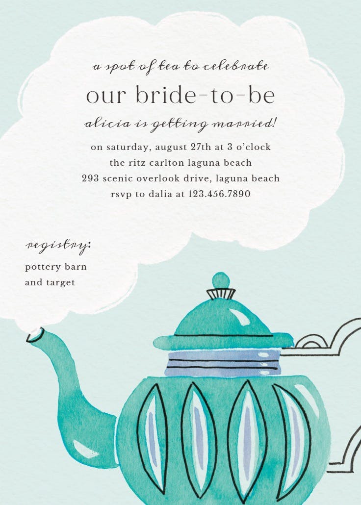 Colorful teapot - printable party invitation