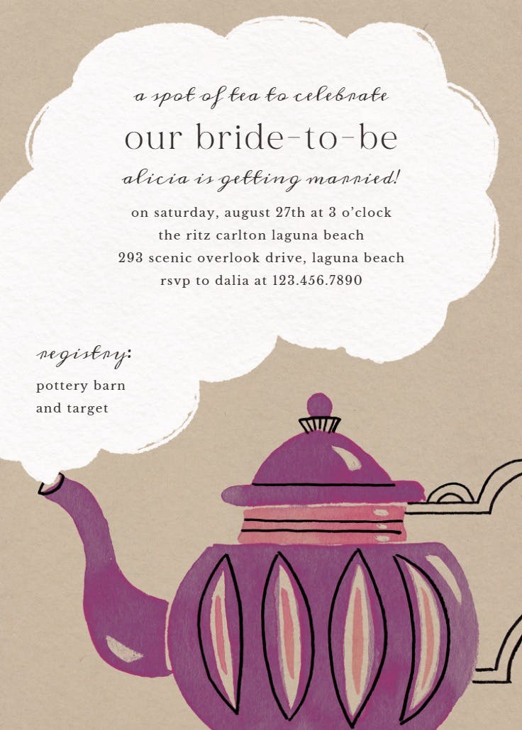 Colorful teapot - printable party invitation