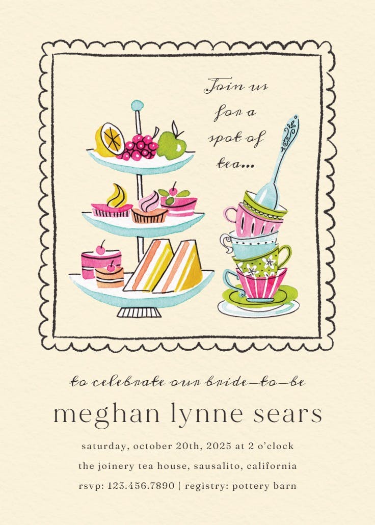 Colorful teatime - printable party invitation