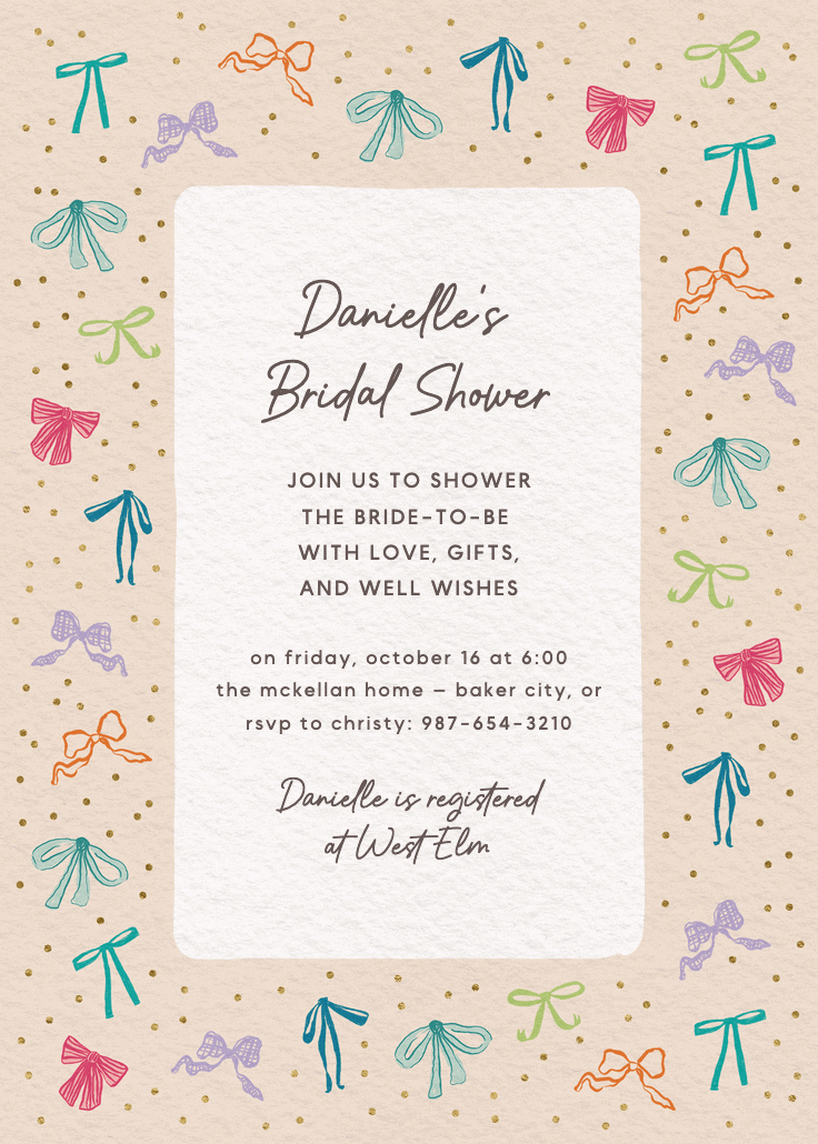 Coquette bows - bridal shower invitation