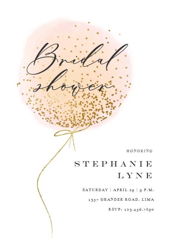 Cotton candy balloon - bridal shower invitation