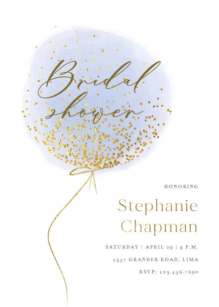 Cotton candy balloon - bridal shower invitation