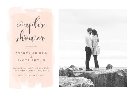 Couples shower brush stroke - bridal shower invitation