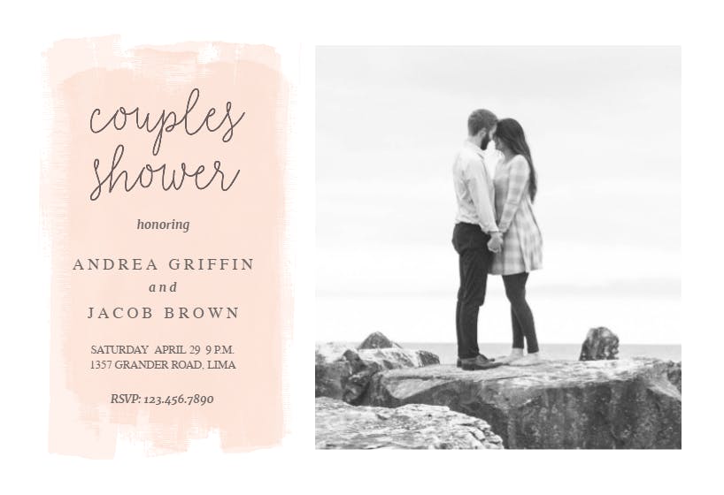Couples shower brush stroke - bridal shower invitation