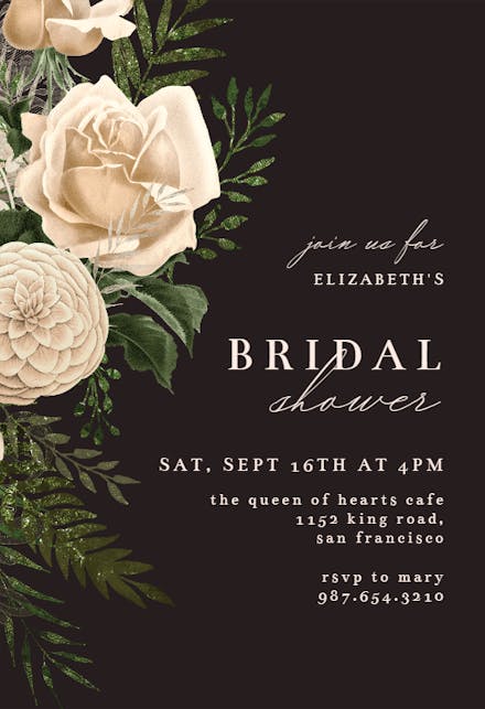 Cream bouquets - bridal shower invitation