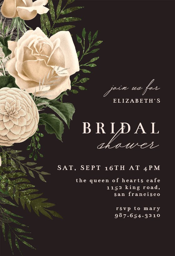 Cream bouquets -  invitación para bridal shower
