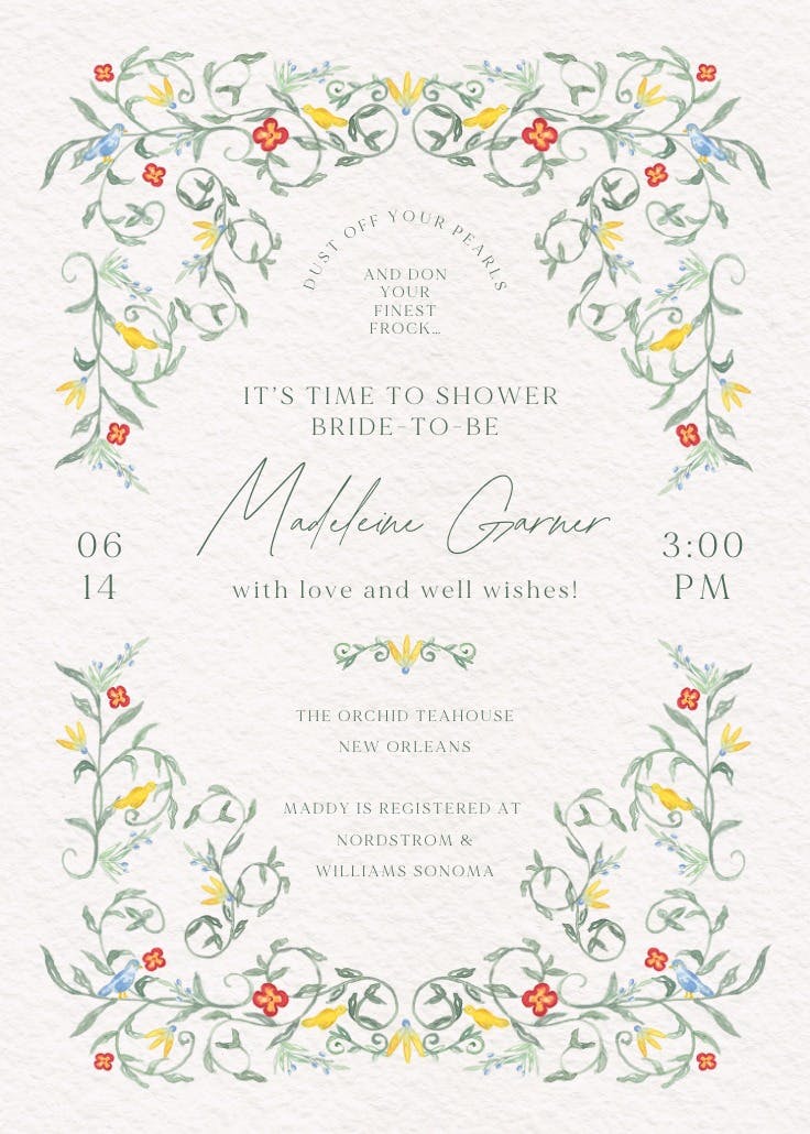 Curvilinear blooms - party invitation