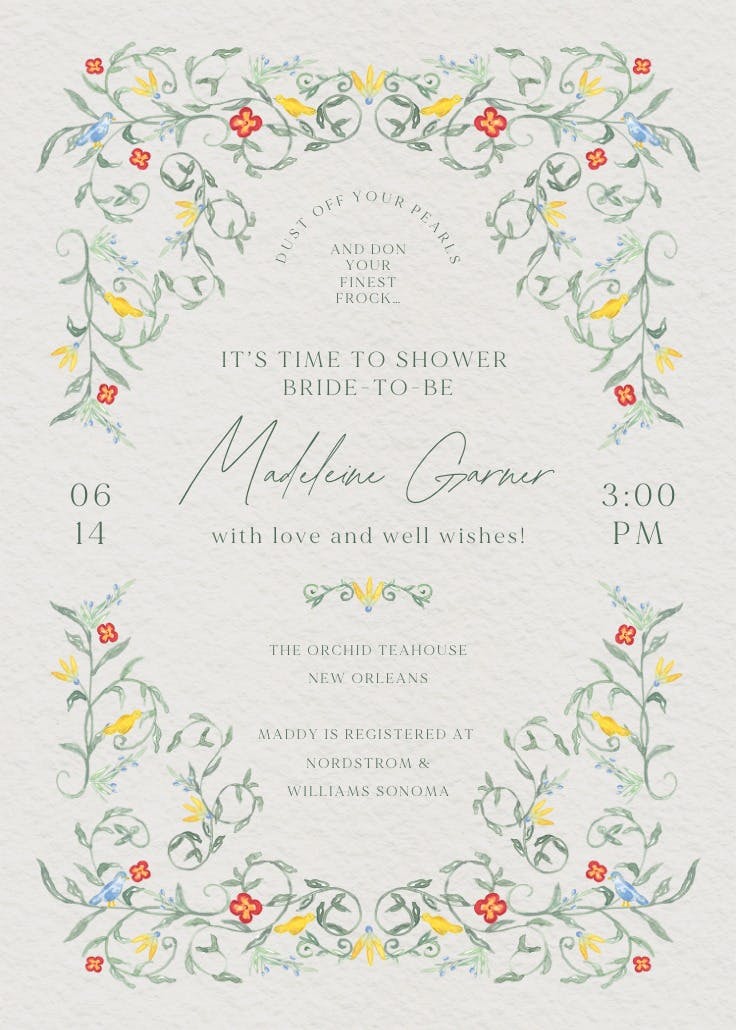 Curvilinear blooms - party invitation