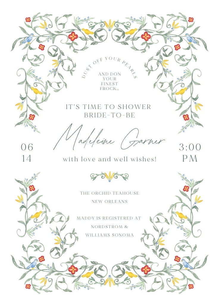 Curvilinear blooms - printable party invitation