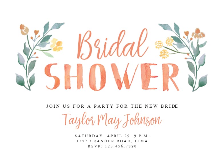 Cute watercolor letters - bridal shower invitation