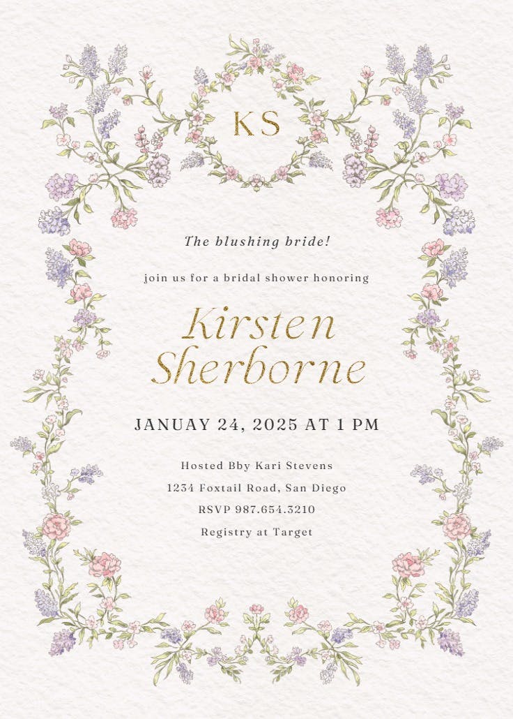 Dainty blossoms - bridal shower invitation