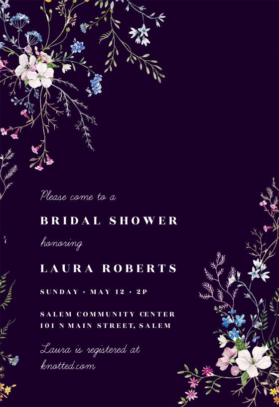 Dainty flowers -  invitación para bridal shower