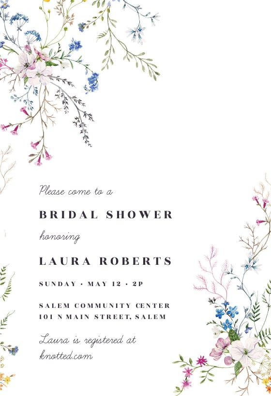 Dainty flowers -  invitación para bridal shower