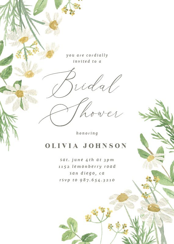 Daisy bouquet -  invitación para bridal shower